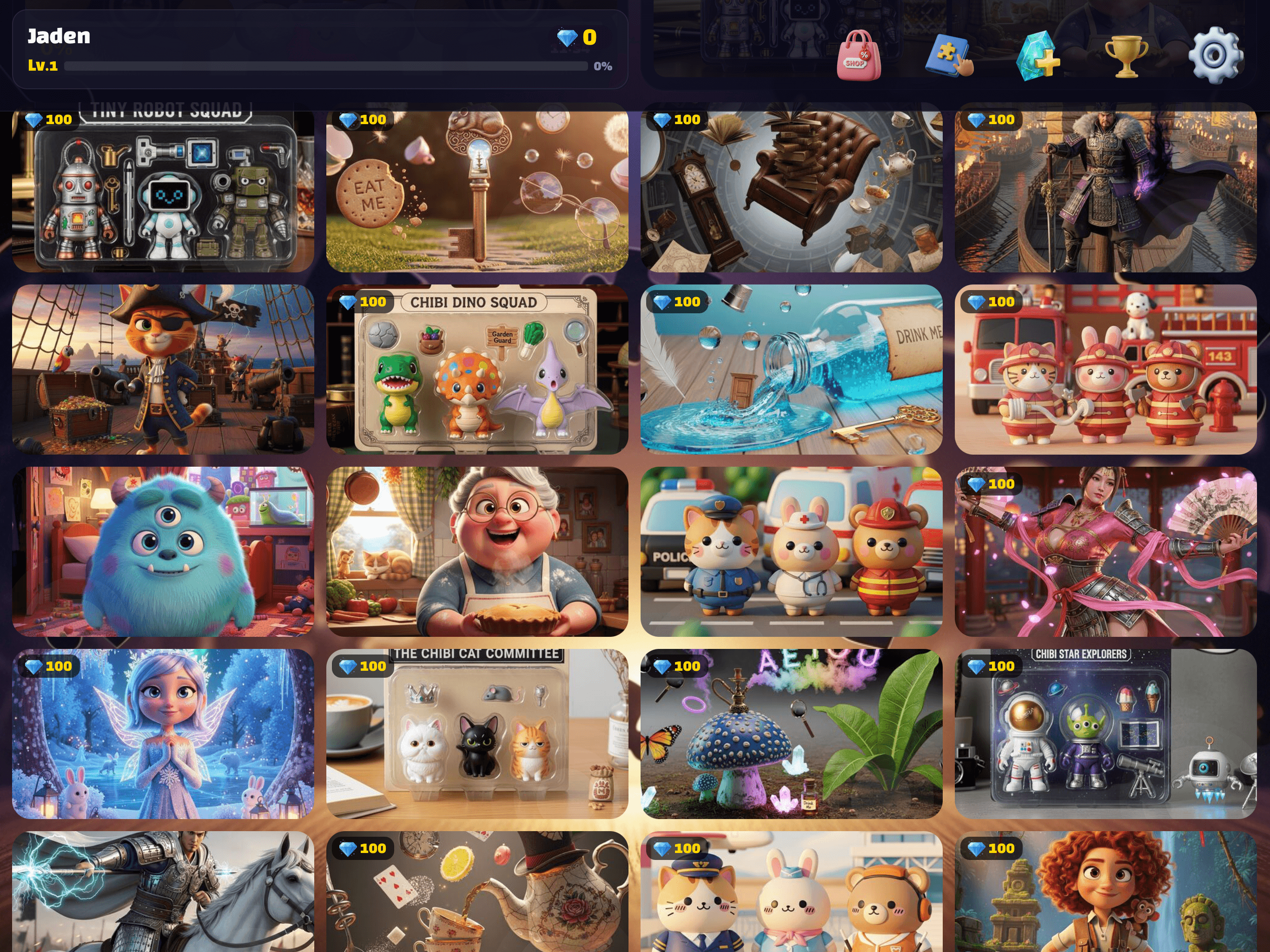 Smart Puzzle home gallery displaying themed puzzle collections